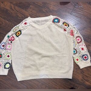 SHEIN Floral Crochet Sweater in size 2X